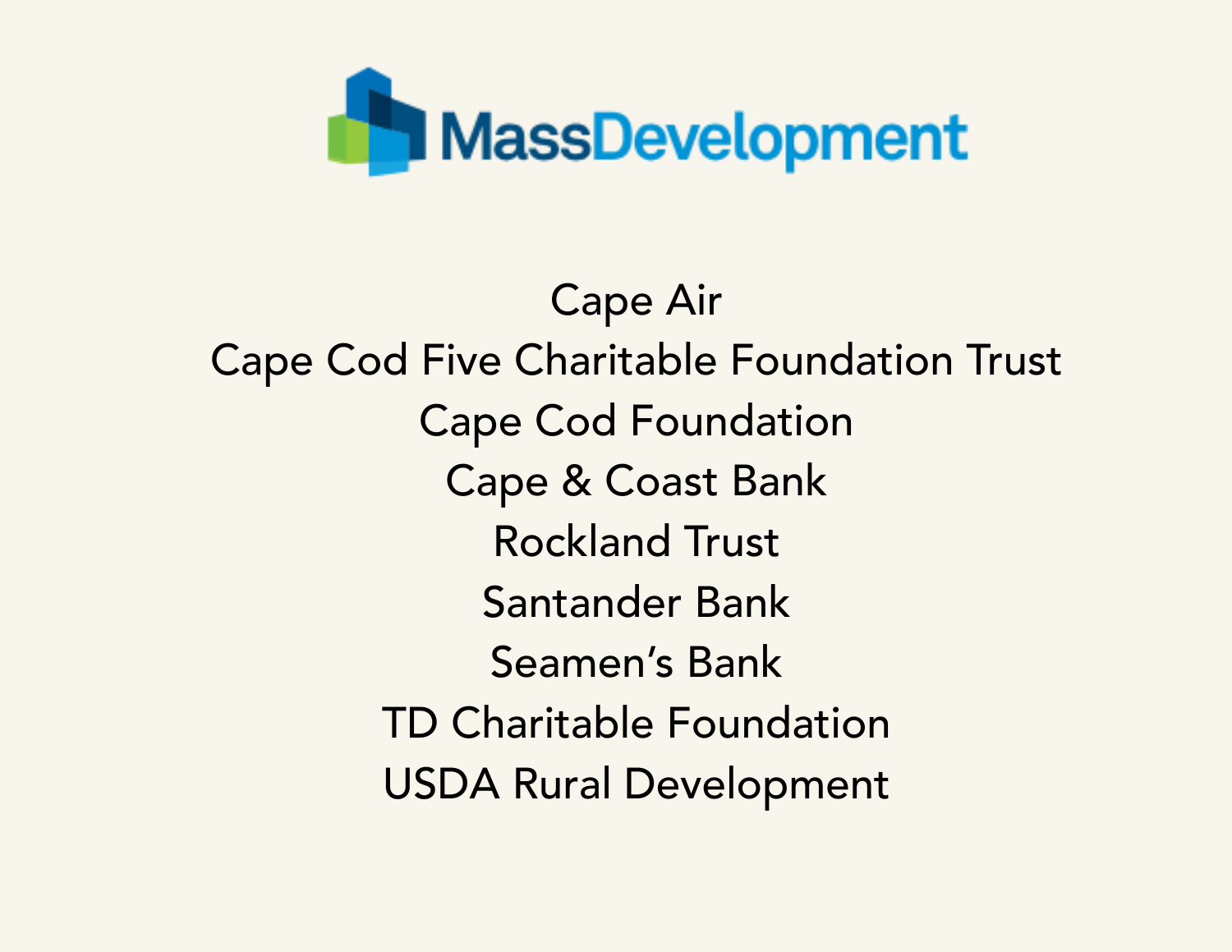 Cape Air Cape Cod Five Charitable Foundation Trust Cape Cod Foundation Cape Coast Bank Rockland Trust Santander Bank Seamens Bank