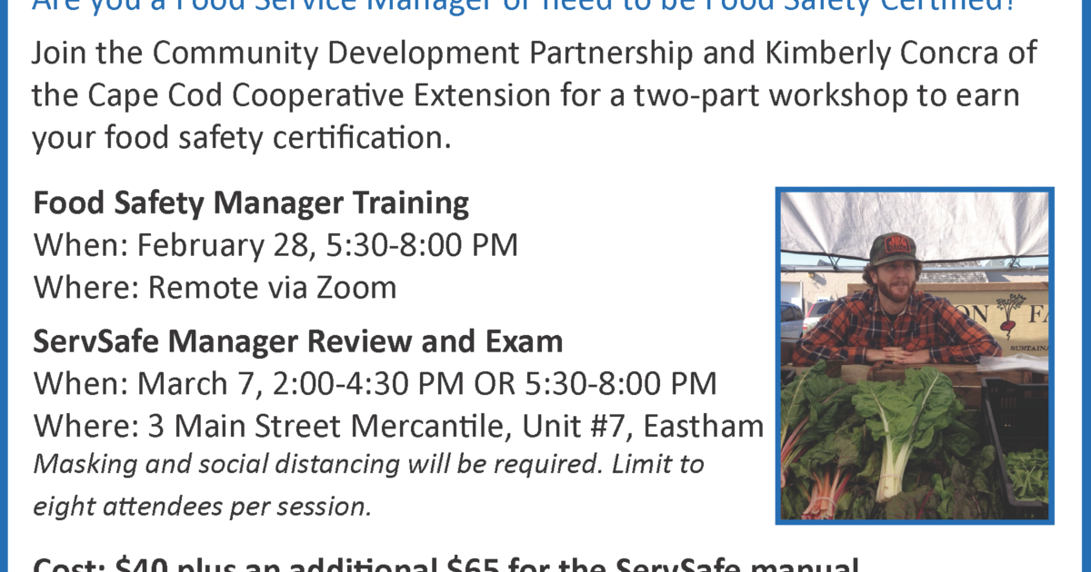 Community Development Partnership Food Safety Manager Training and…